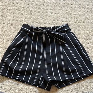 H&M Black and White High Waist Striped Shorts